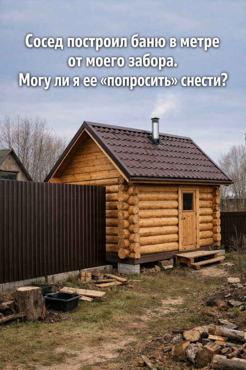 Сосед построил баню в метре от моего забора. Могу ли я ее «попросить» снести?