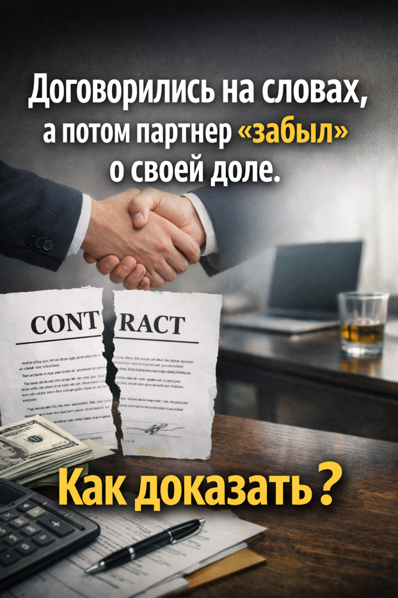 Договорились на словах, а потом партнер «забыл» о своей доле. Как доказать?»