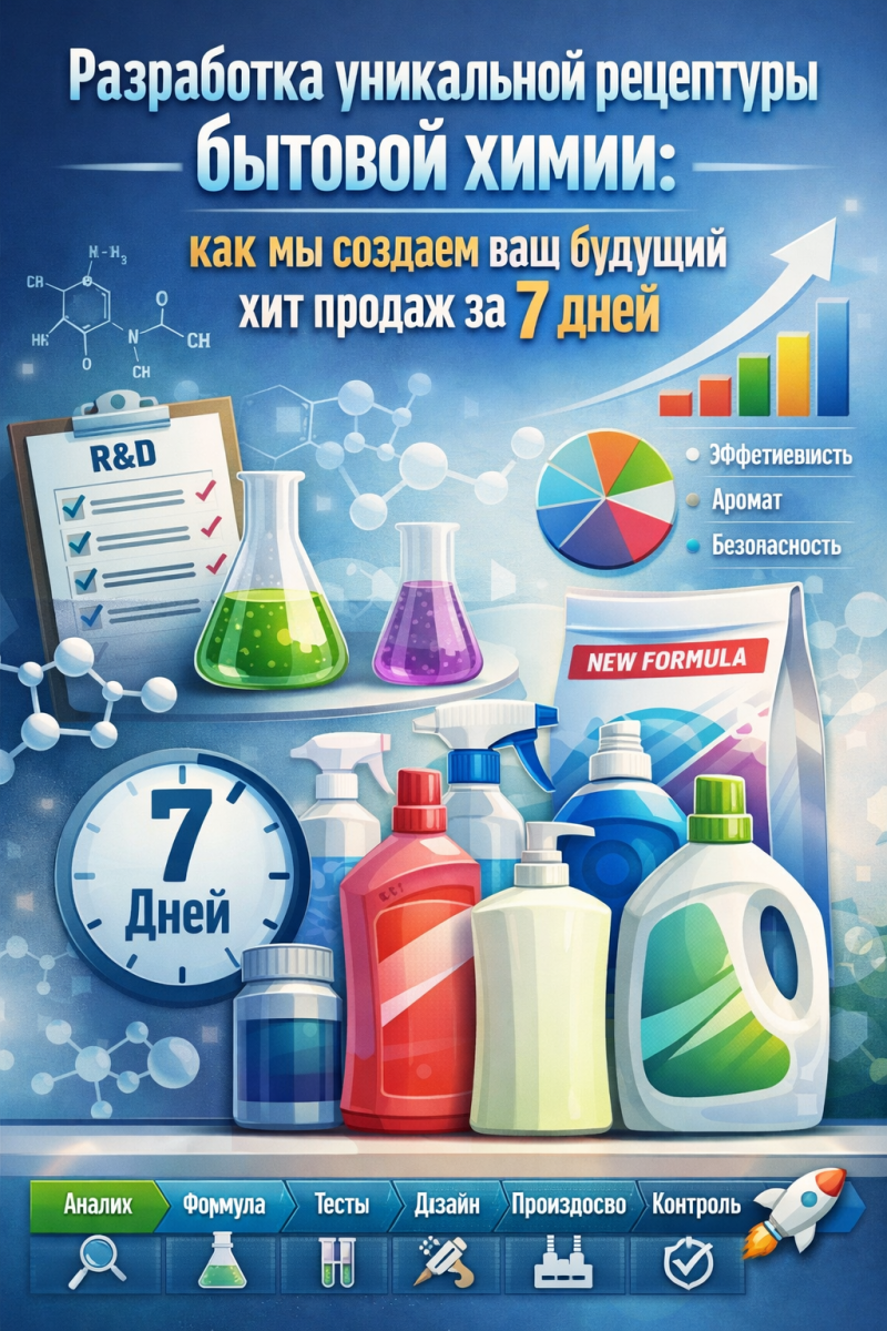 Разработка уникальной рецептуры бытовой химии: как мы создаем ваш будущий хит продаж за 7 дней