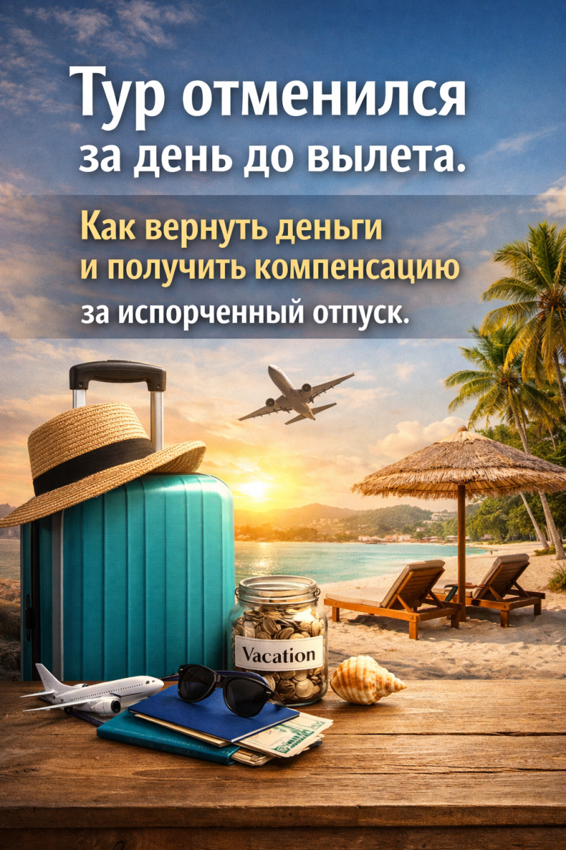 Тур отменился за день до вылета. Как вернуть деньги и получить компенсацию за испорченный отпуск.