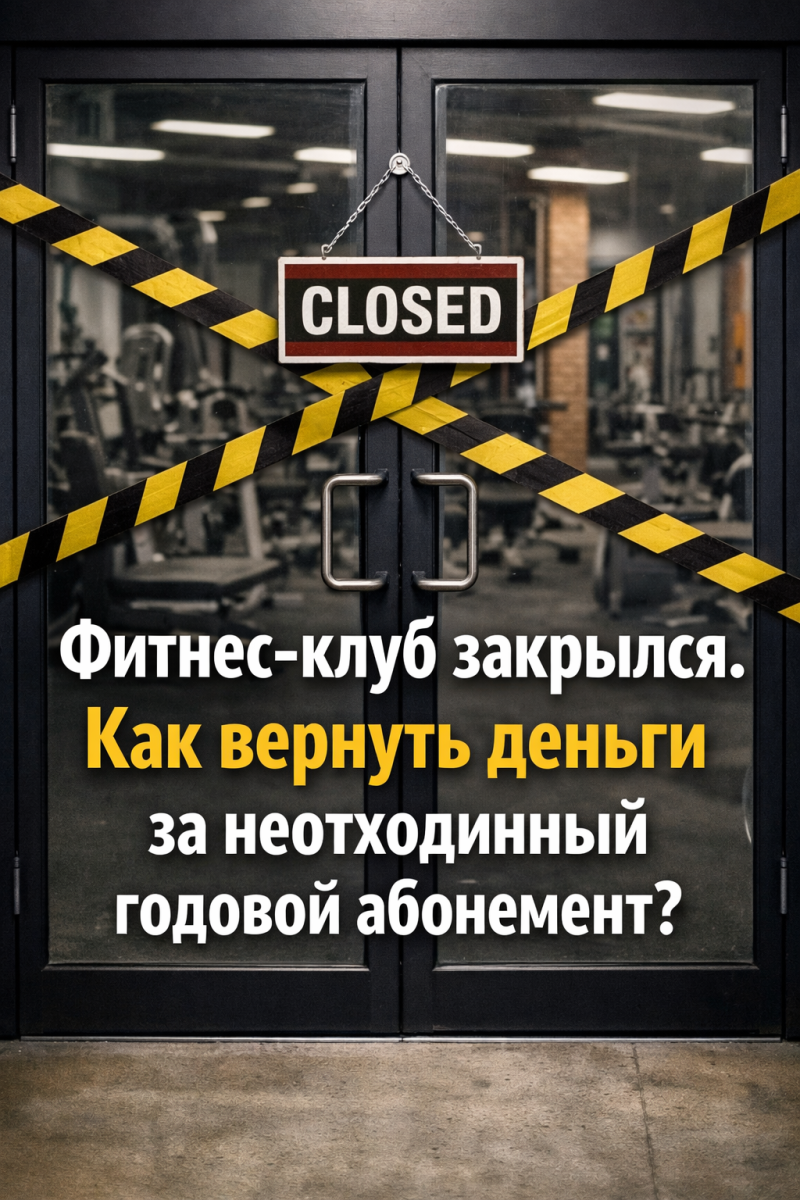 Фитнес-клуб закрылся. Как вернуть деньги за неотходинный годовой абонемент?