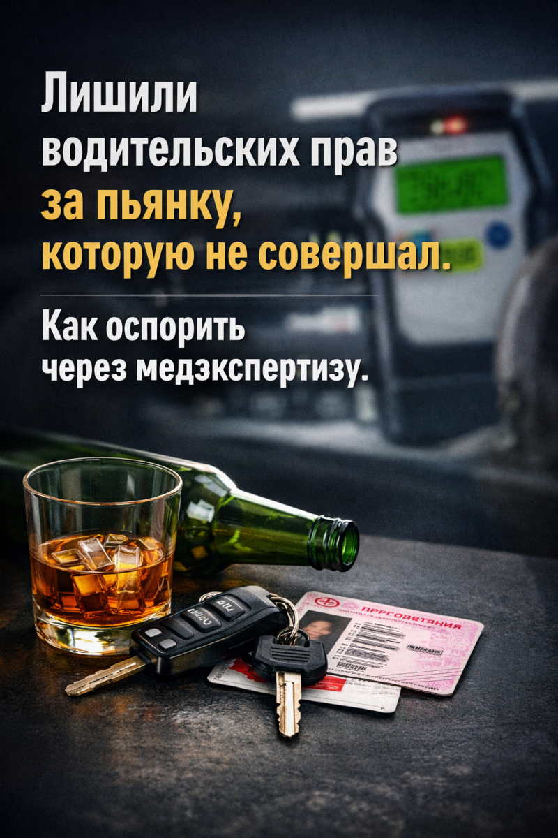 Лишили водительских прав за пьянку, которую не совершал. Как оспорить через медэкспертизу.