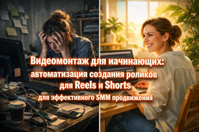 Видеомонтаж для начинающих: автоматизация создания роликов для Reels и Shorts для эффективного SMM продвижения