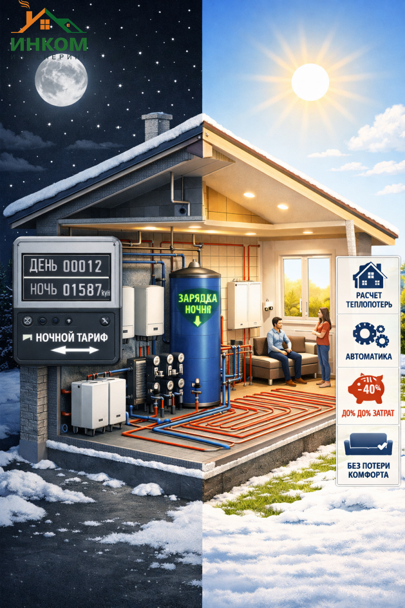 Отопление по ночному тарифу: реальная экономия 15 000₽ в месяц
