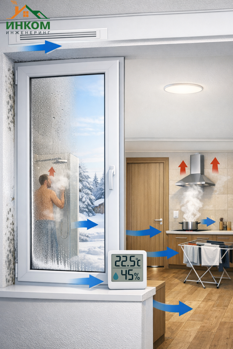 Конденсат на окнах: как вентиляция решает проблему раз и навсегда