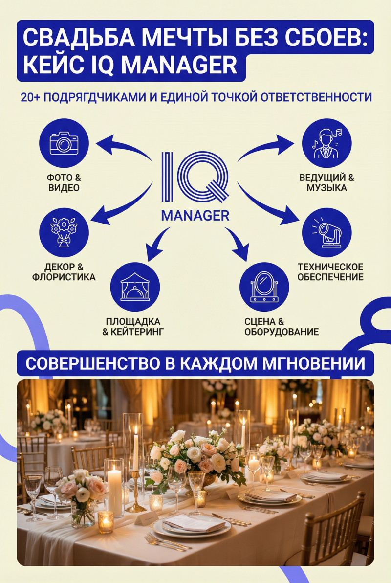 Свадьба мечты без сбоев: кейс IQ Manager с 20+ подрядчиками и единой точкой ответственности