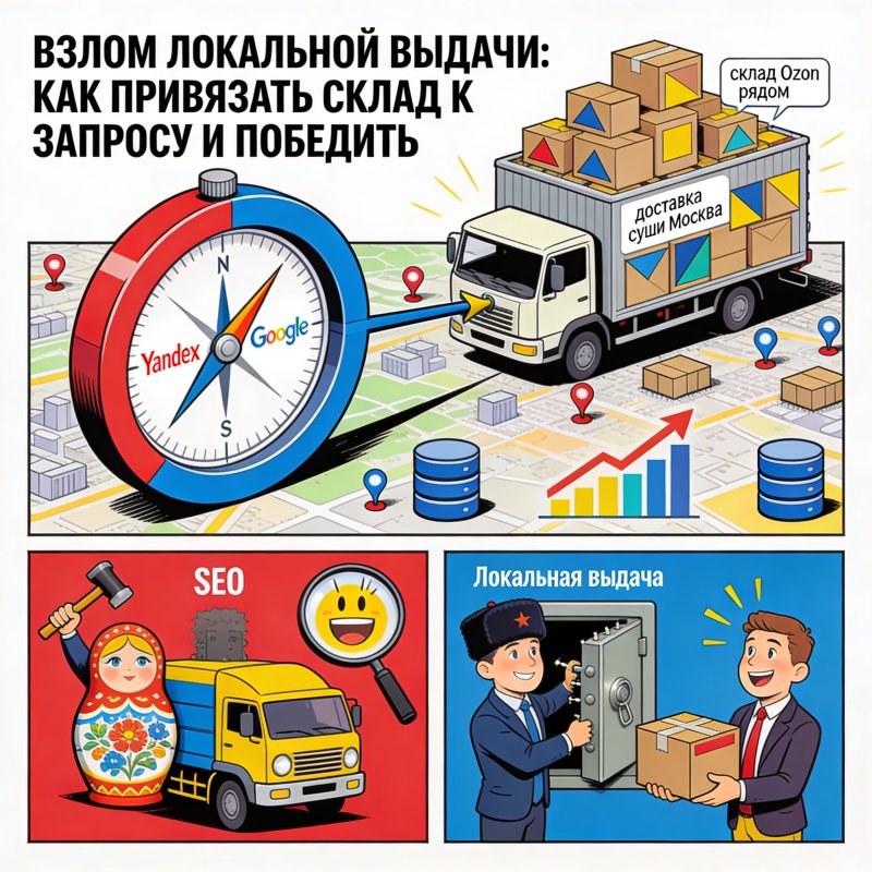 Гео-SEO: взлом локальной выдачи через привязку складов к запросам