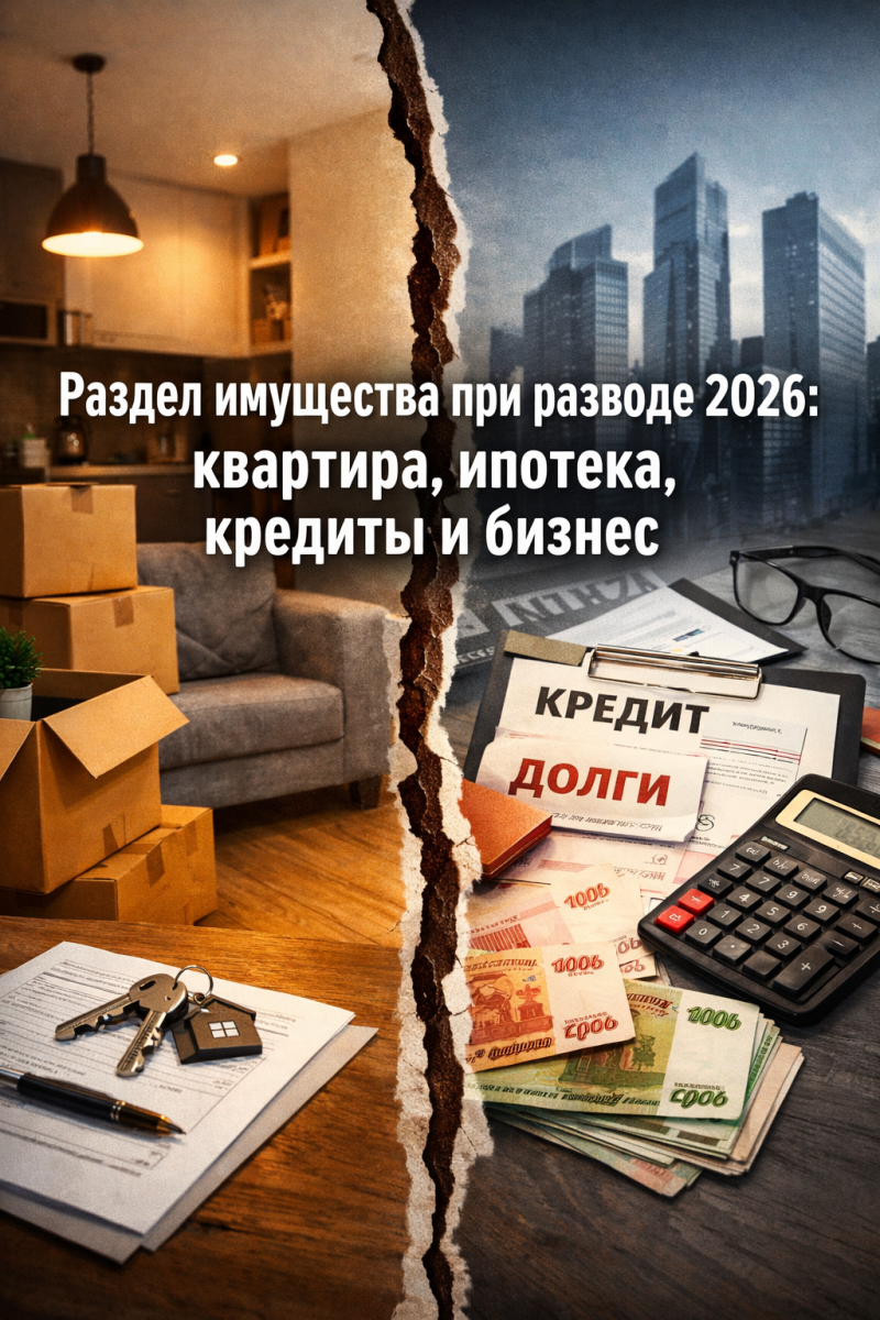Раздел имущества при разводе 2026: квартира, ипотека, кредиты и бизнес