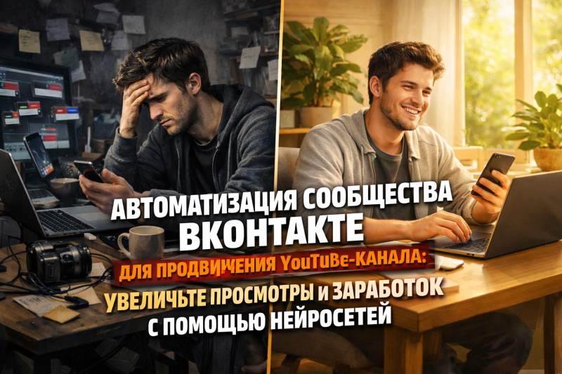 Автоматизация сообщества ВКонтакте для продвижения YouTube-канала: увеличьте просмотры и заработок с помощью нейросетей