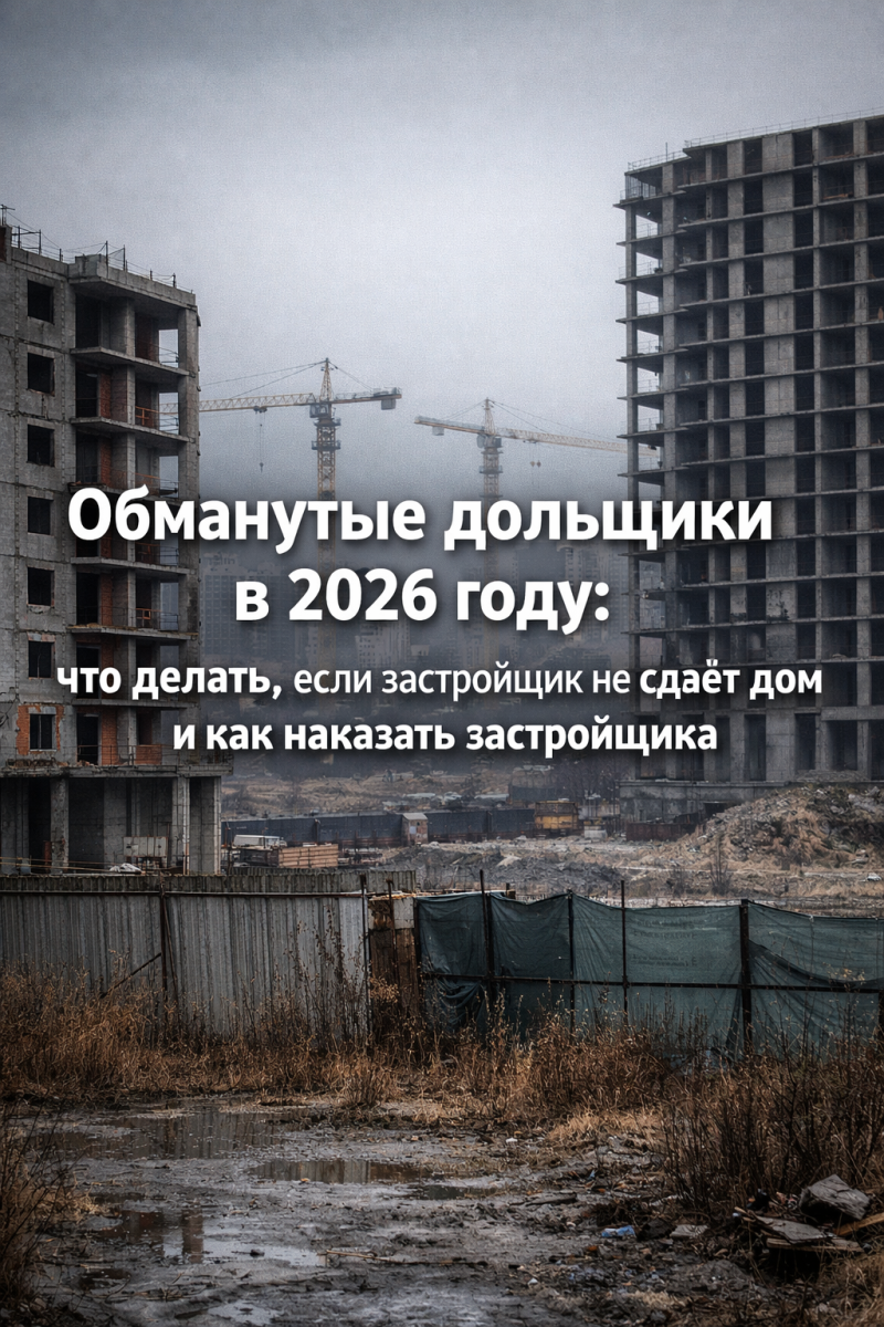 Обманутые дольщики в 2026 году: что делать, если застройщик не сдаёт дом и как наказать застройщика