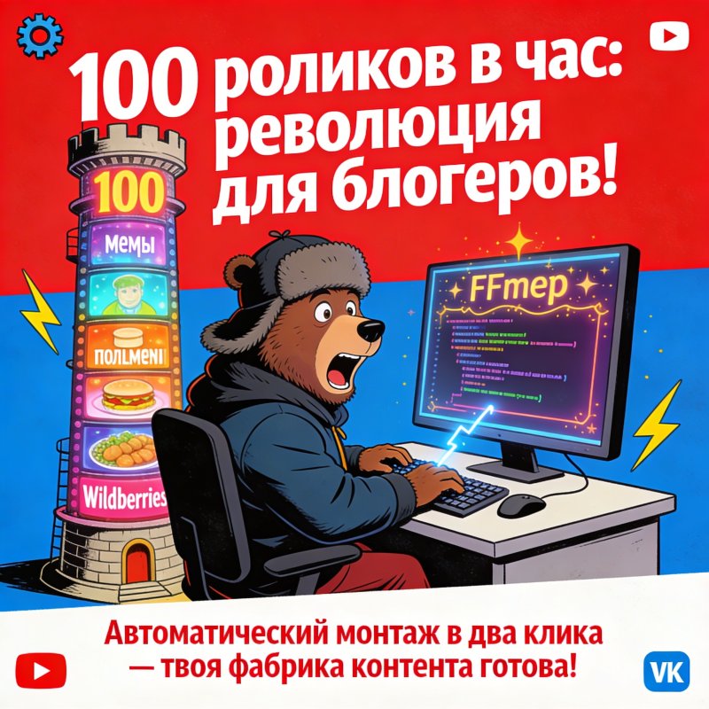 Cursor + FFmpeg: автоматический монтаж 100 ролик в час
