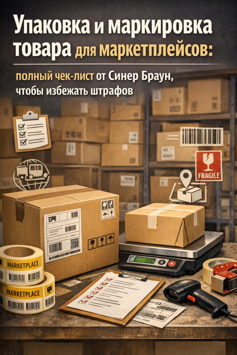 Упаковка и маркировка товара для маркетплейсов: полный чек-лист от Синер Браун, чтобы избежать штрафов