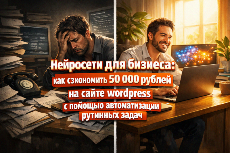 Нейросети для бизнеса: как сэкономить 50 000 рублей на сайте wordpress с помощью автоматизации рутинных задач