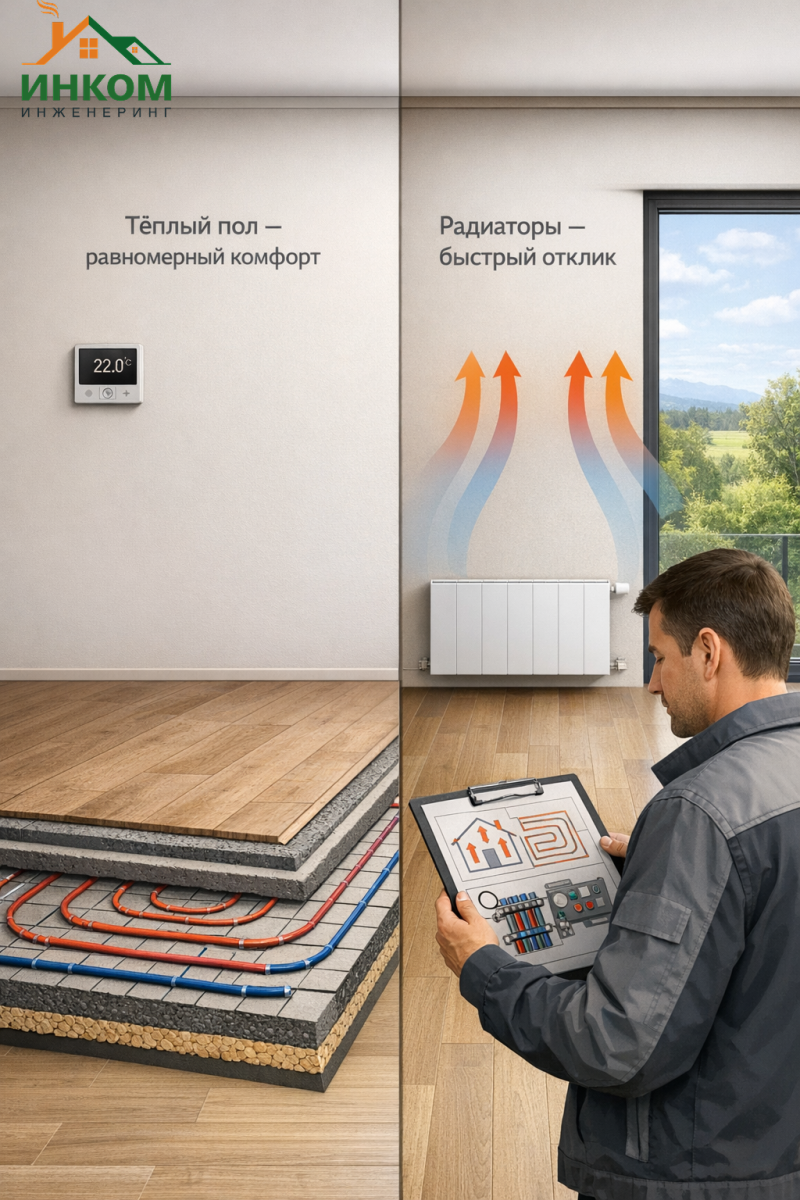 Тёплый пол или радиаторы: что выбрать для дома в 2025 году