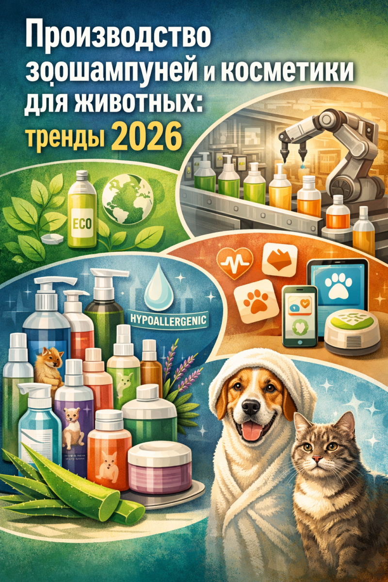 Производство зоошампуней и косметики для животных: тренды 2026