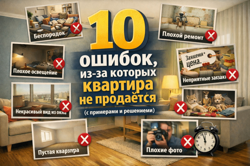 10 ошибок, из-за которых квартира не продаётся (с примерами и решениями)