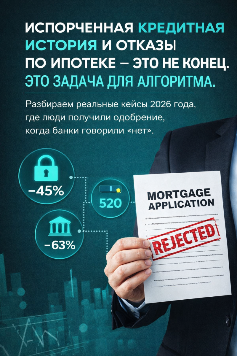 Как получить ипотеку с плохой кредитной историей в 2026 году — реальные кейсы РИКС