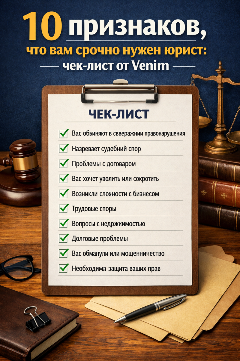 10 признаков, что вам срочно нужен юрист: чек-лист от Venim