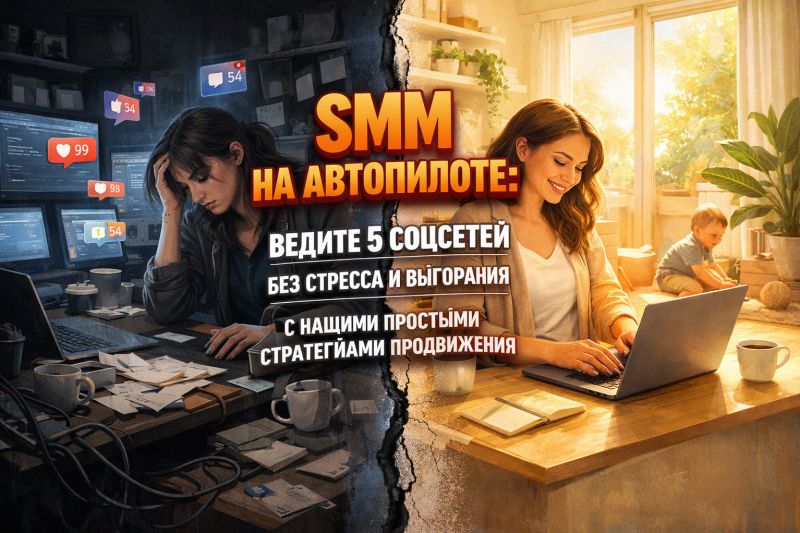 SMM на автопилоте: ведите 5 соцсетей без стресса и выгорания с нашими простыми стратегиями продвижения