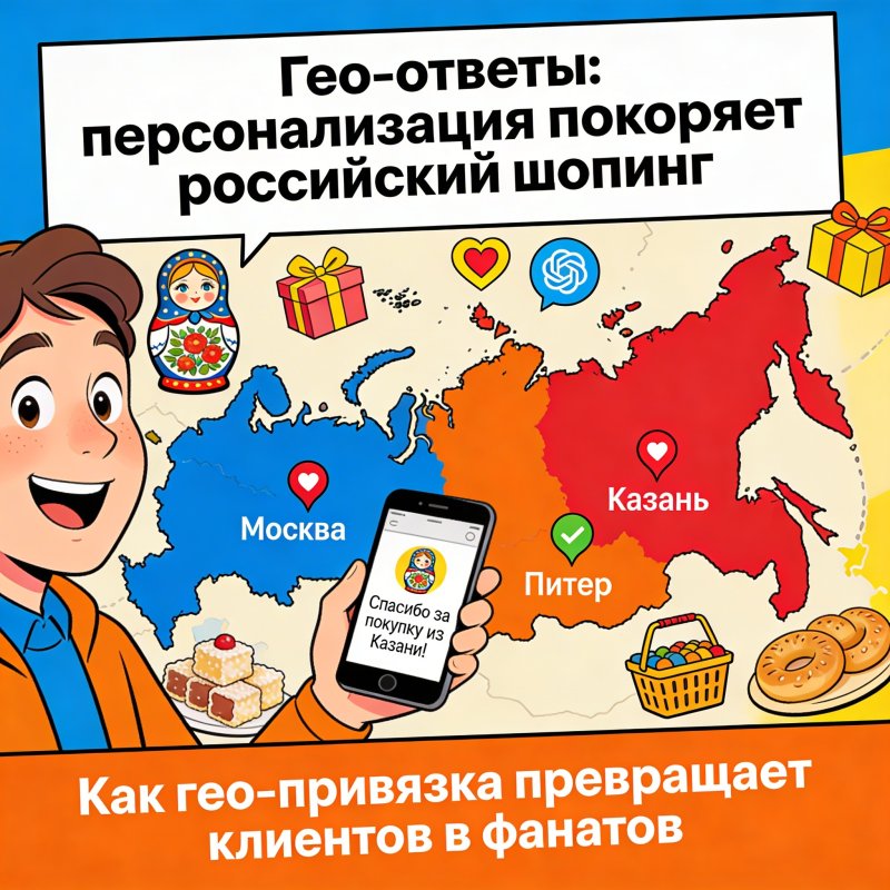 Авто-ответы с Гео-привязкой: благодарим за покупку из Казани/Москвы