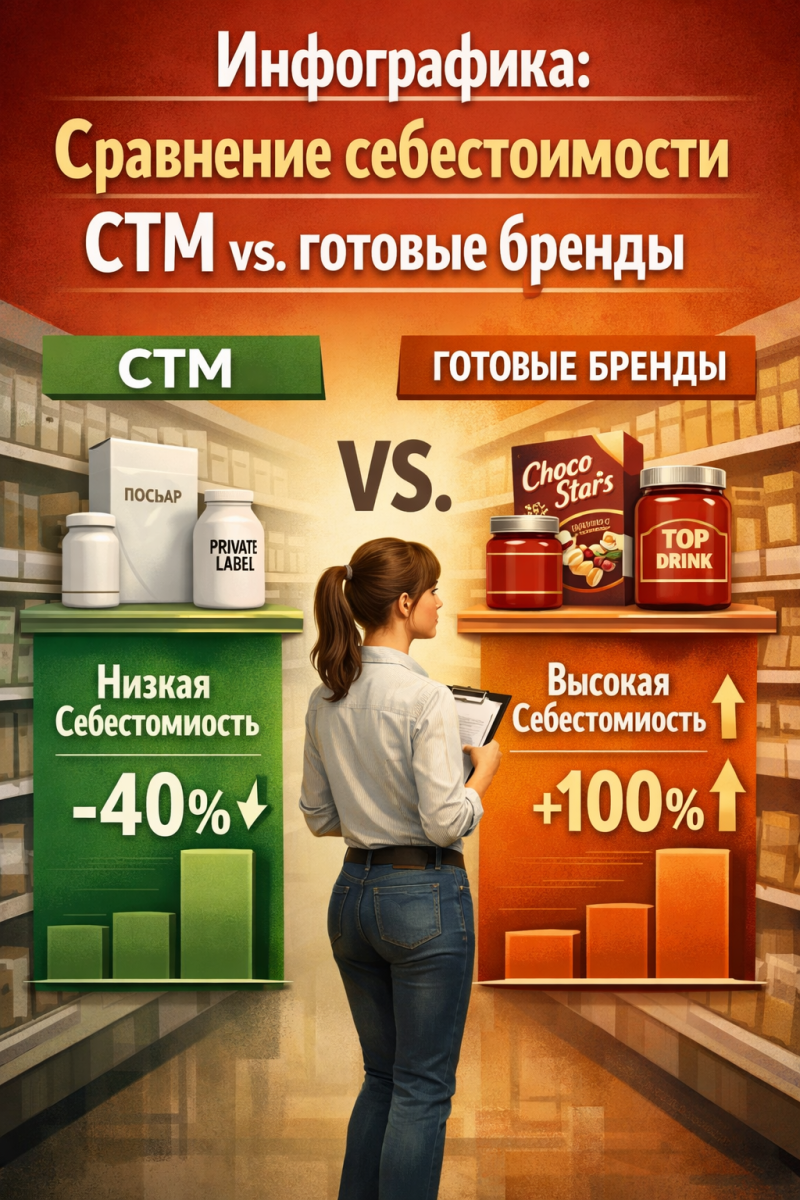 Инфографика: Сравнение себестоимости СТМ vs. готовые бренды