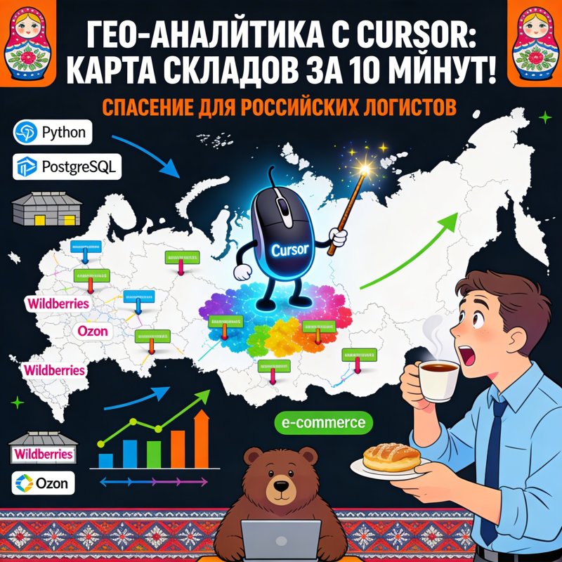 Cursor для Гео-аналитики: строим карту складов на Python за 10 минут