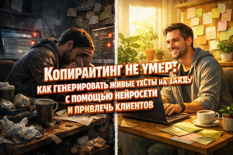 Копирайтинг не умер: как генерировать живые тексты на заказ с помощью нейросети и привлечь клиентов