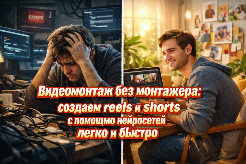 Видеомонтаж без монтажера: создаем reels и shorts с помощью нейросетей легко и быстро