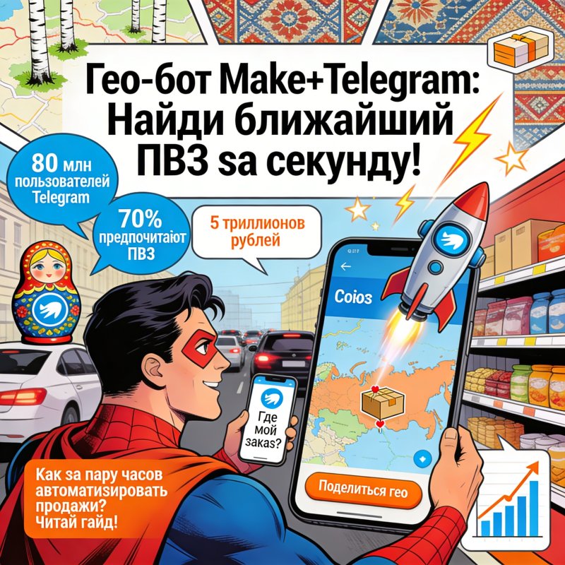 Make + Telegram: Гео-бот для поиска ближайшего ПВЗ с вашим товаром