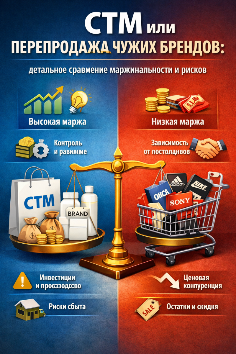 СТМ или перепродажа чужих брендов: детальное сравнение маржинальности и рисков