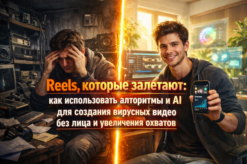 Reels, которые залетают: как использовать алгоритмы и AI для создания вирусных видео без лица и увеличения охватов