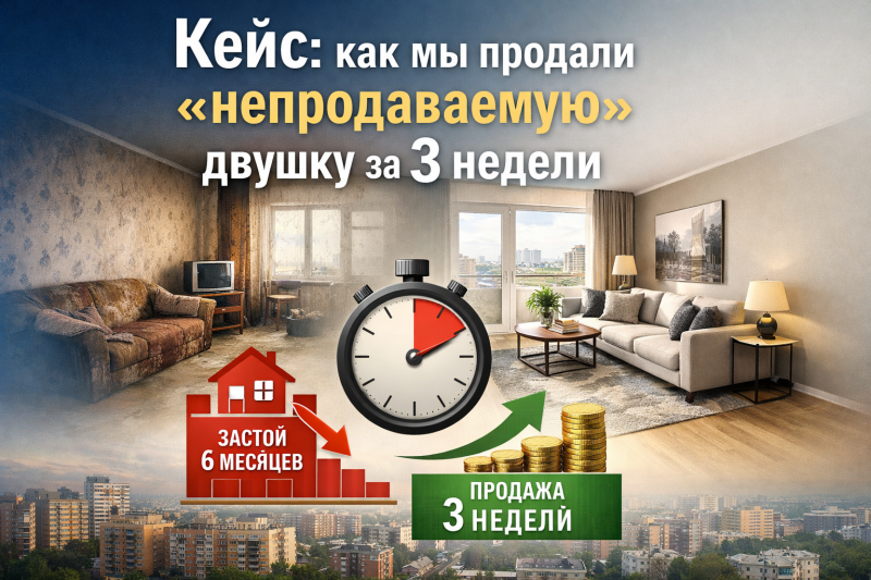 Кейс: как мы продали «непродаваемую» двушку за 3 недели