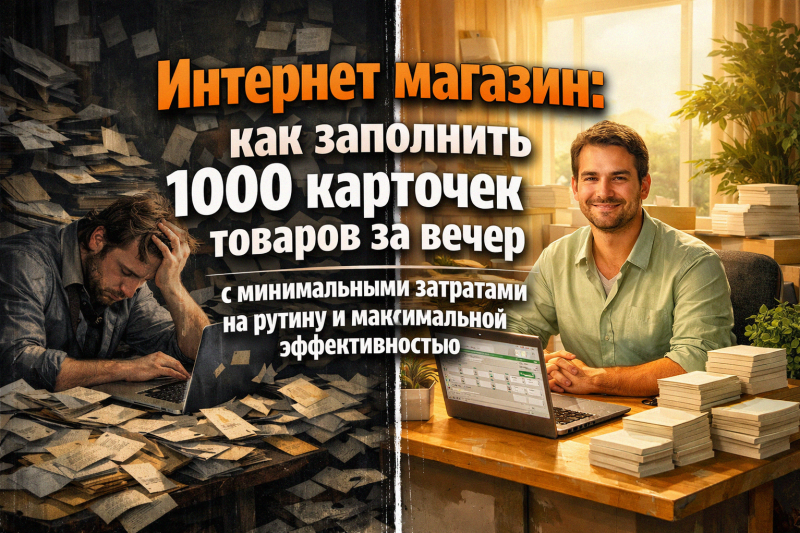 Интернет магазин: как заполнить 1000 карточек товаров за вечер с минимальными затратами на рутину и максимальной эффективностью