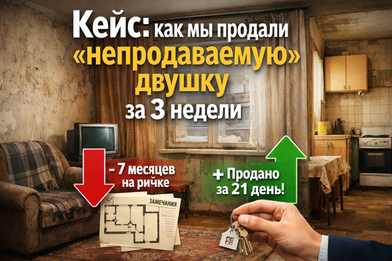 Кейс: как мы продали «непродаваемую» двушку за 3 недели