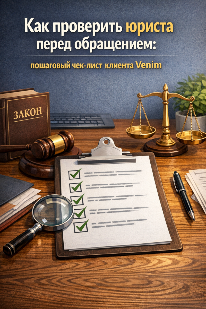 Как проверить юриста перед обращением: пошаговый чек-лист клиента Venim