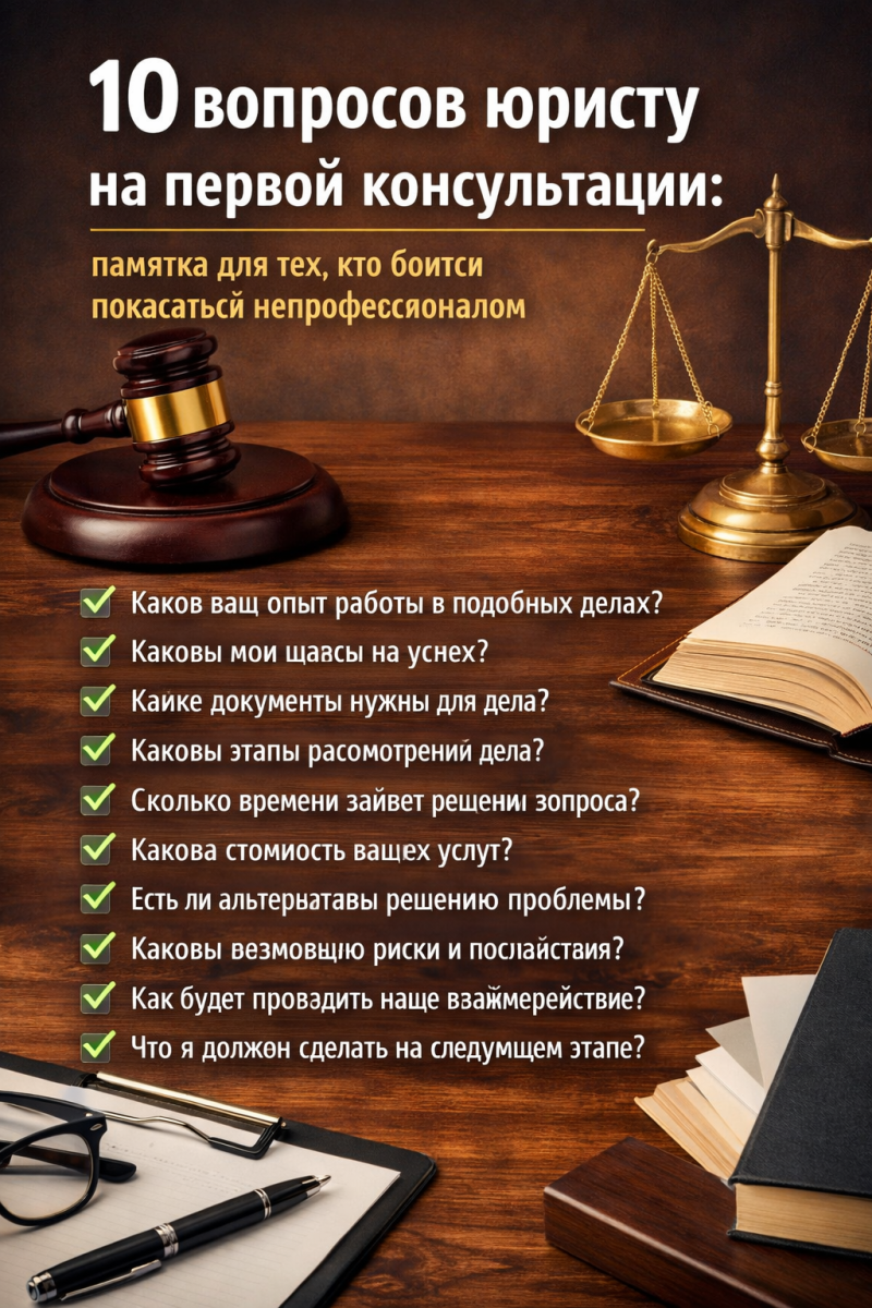 10 вопросов юристу на первой консультации: памятка для тех, кто боится показаться непрофессионалом