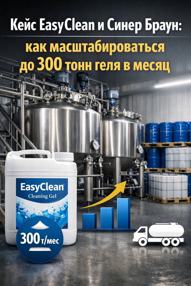 Кейс EasyClean и Синер Браун: как масштабироваться до 300 тонн геля в месяц