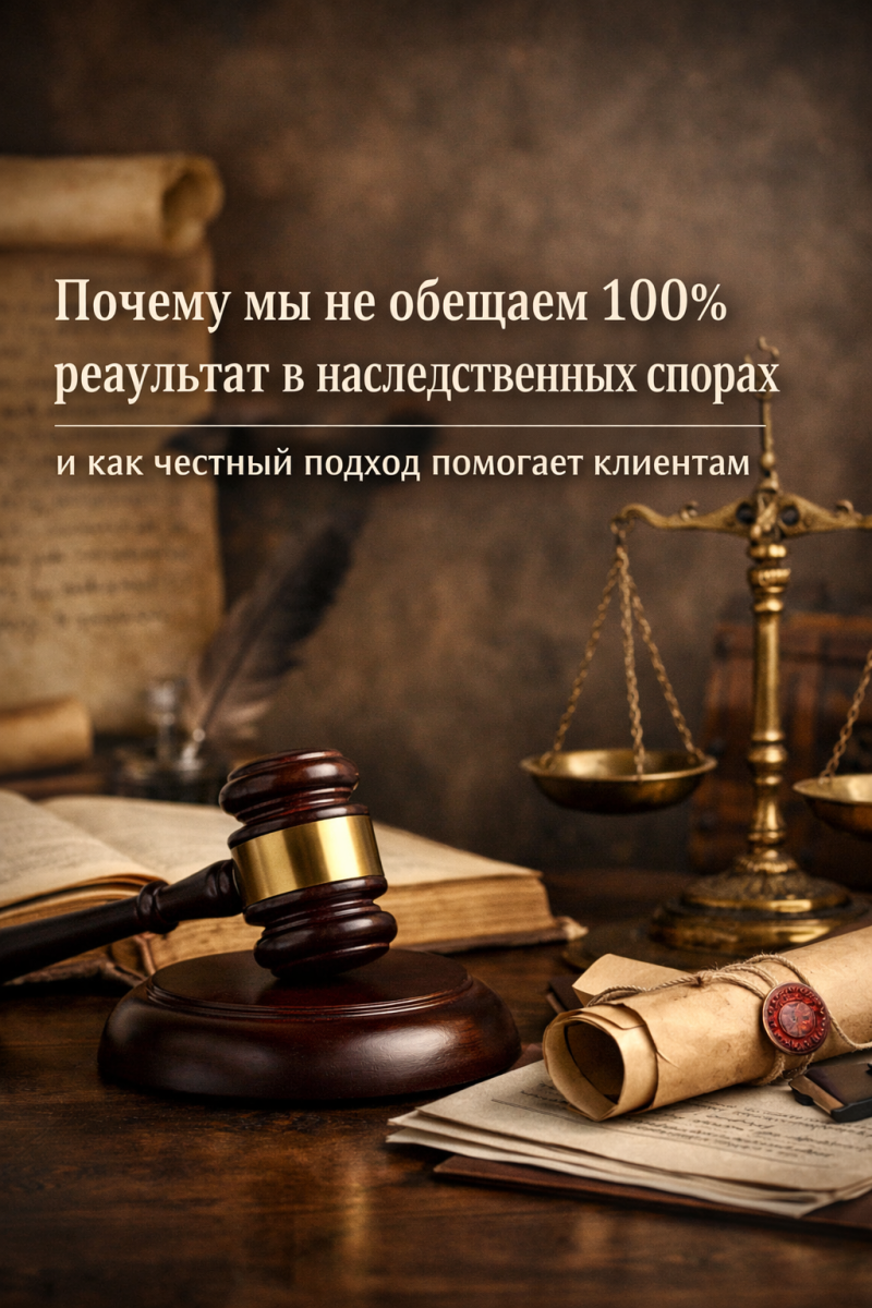 Почему мы не обещаем 100% результат в наследственных спорах и как честный подход помогает клиентам