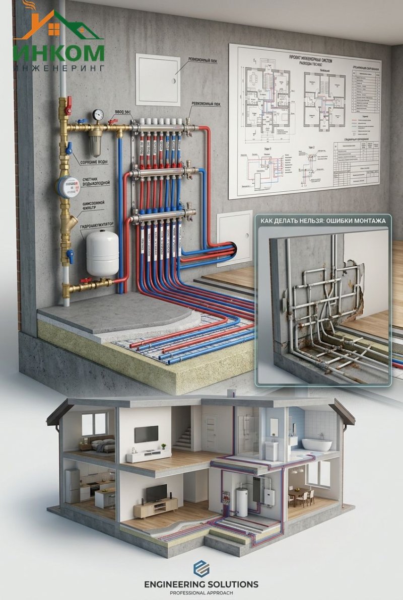 Разводка сантехники в частном доме: выбор материалов, схемы и ошибки монтажа