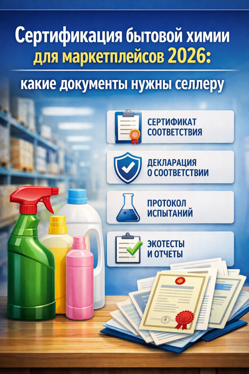 Сертификация бытовой химии для маркетплейсов 2026: какие документы нужны селлеру