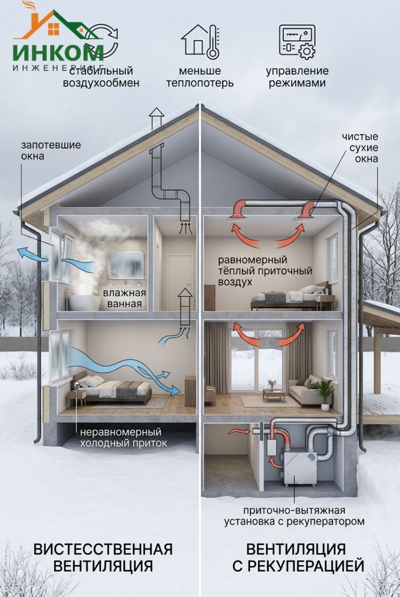 Вентиляция с рекуперацией или естественная: что выбрать для загородного дома?