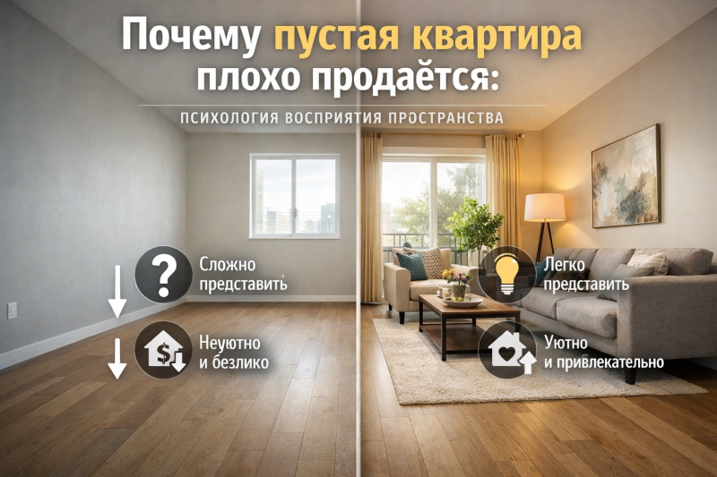 Почему пустая квартира плохо продаётся: психология восприятия пространства
