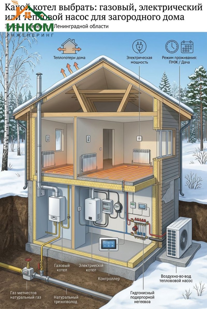 Какой котел выбрать для дома: газовый, электрический или тепловой насос