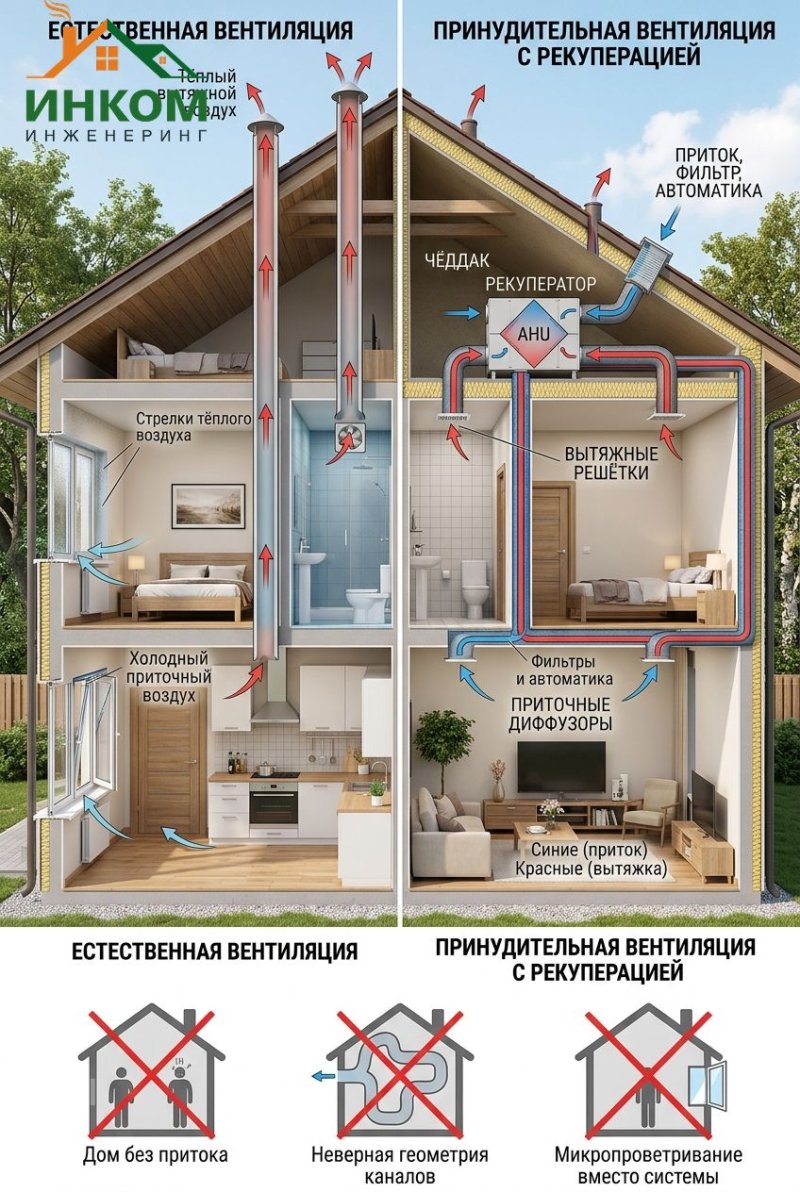 Вентиляция в частном доме: естественная или принудительная — что лучше?