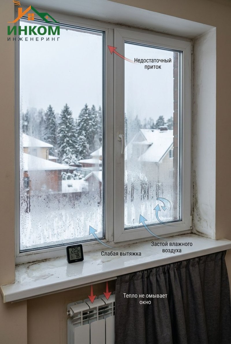 Конденсат на окнах: причины, диагностика и инженерные решения