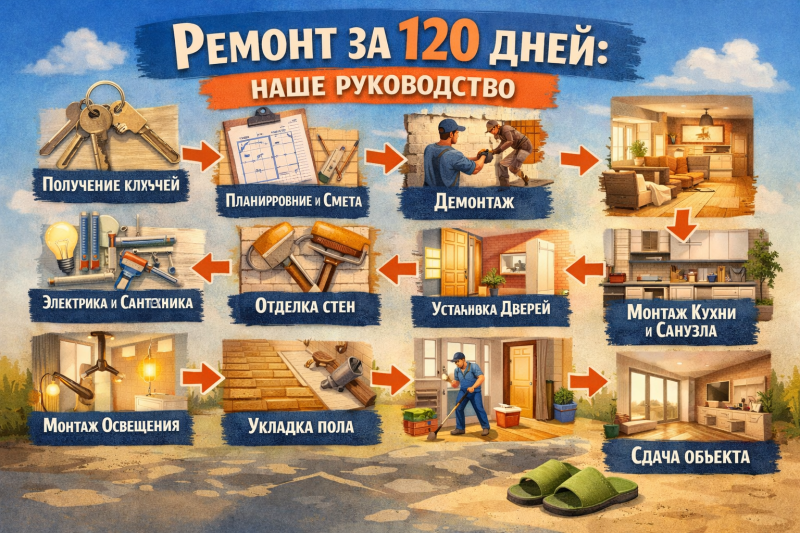 От ключей до тапочек: пошаговая карта нашего комплексного ремонта на 120 дней