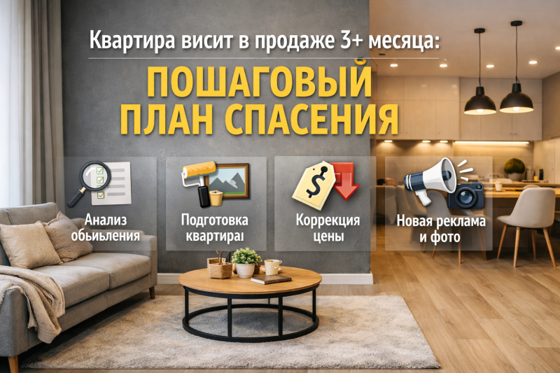 Квартира висит в продаже 3+ месяца: пошаговый план спасения