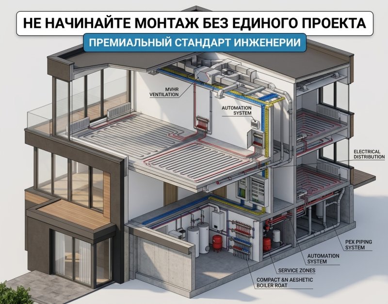 Премиальные инженерные системы для дома 500+ м²: особенности проектирования и монтажа