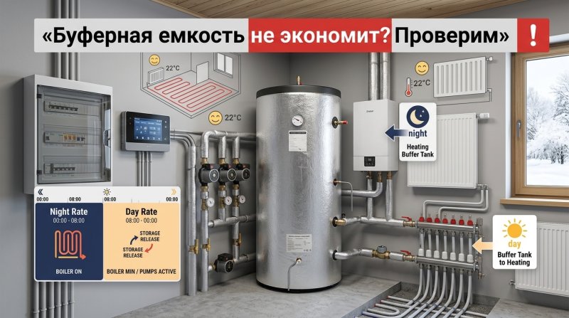 Система отопления с буферной емкостью: экономия до 40% на электричестве