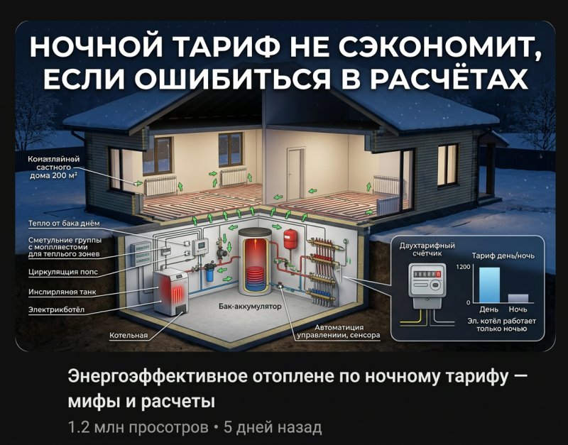 Отопление по ночному тарифу: расчет окупаемости для дома 200 м²